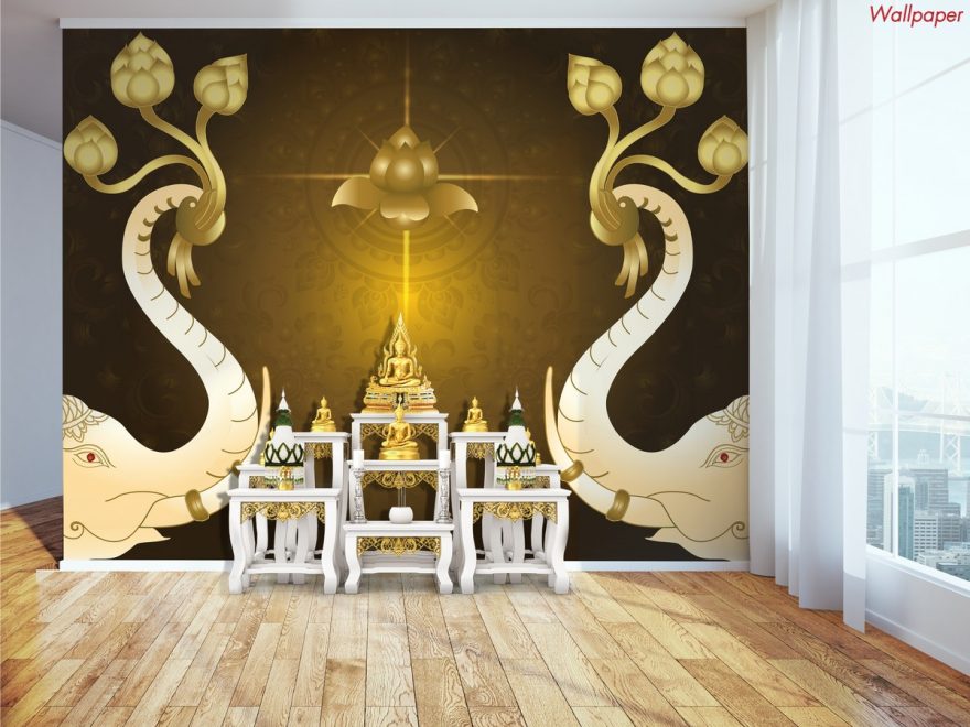 วอเปอร์เปอร์สวยๆ ลายไทยงวงช้าง พื้นหลังสีทอง