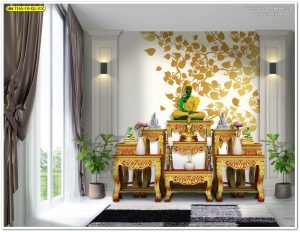 วอลเปเปอร์ลายใบโพธิ์ สีทอง